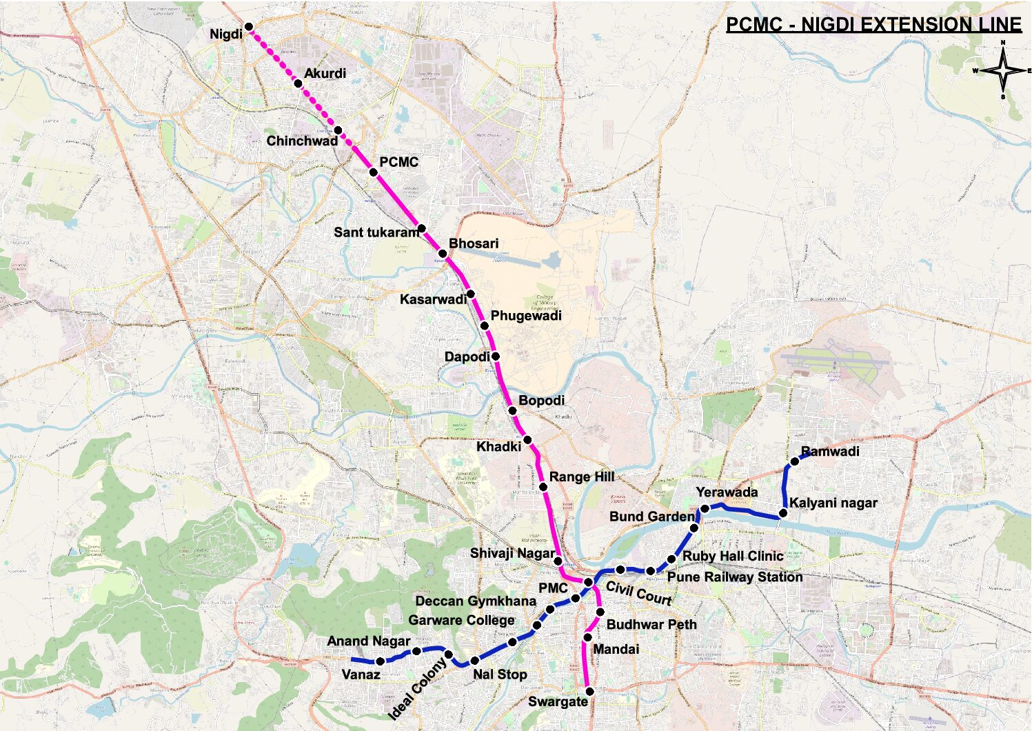  Pune Metro Phase 2 : PCMC TO NIGDI Extension sanctioned by Centre 